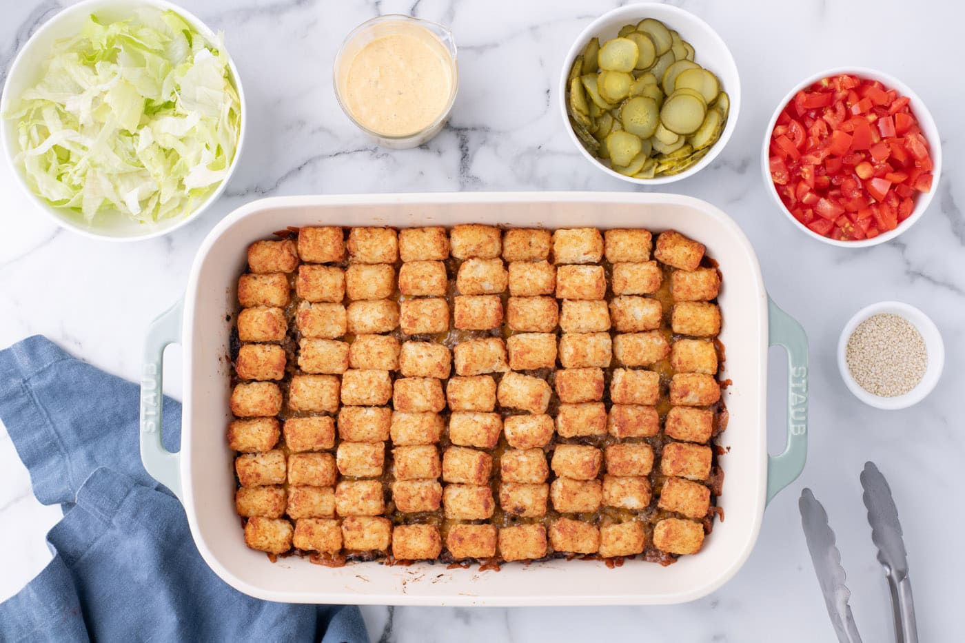 baked tater tot and ground beef casserole