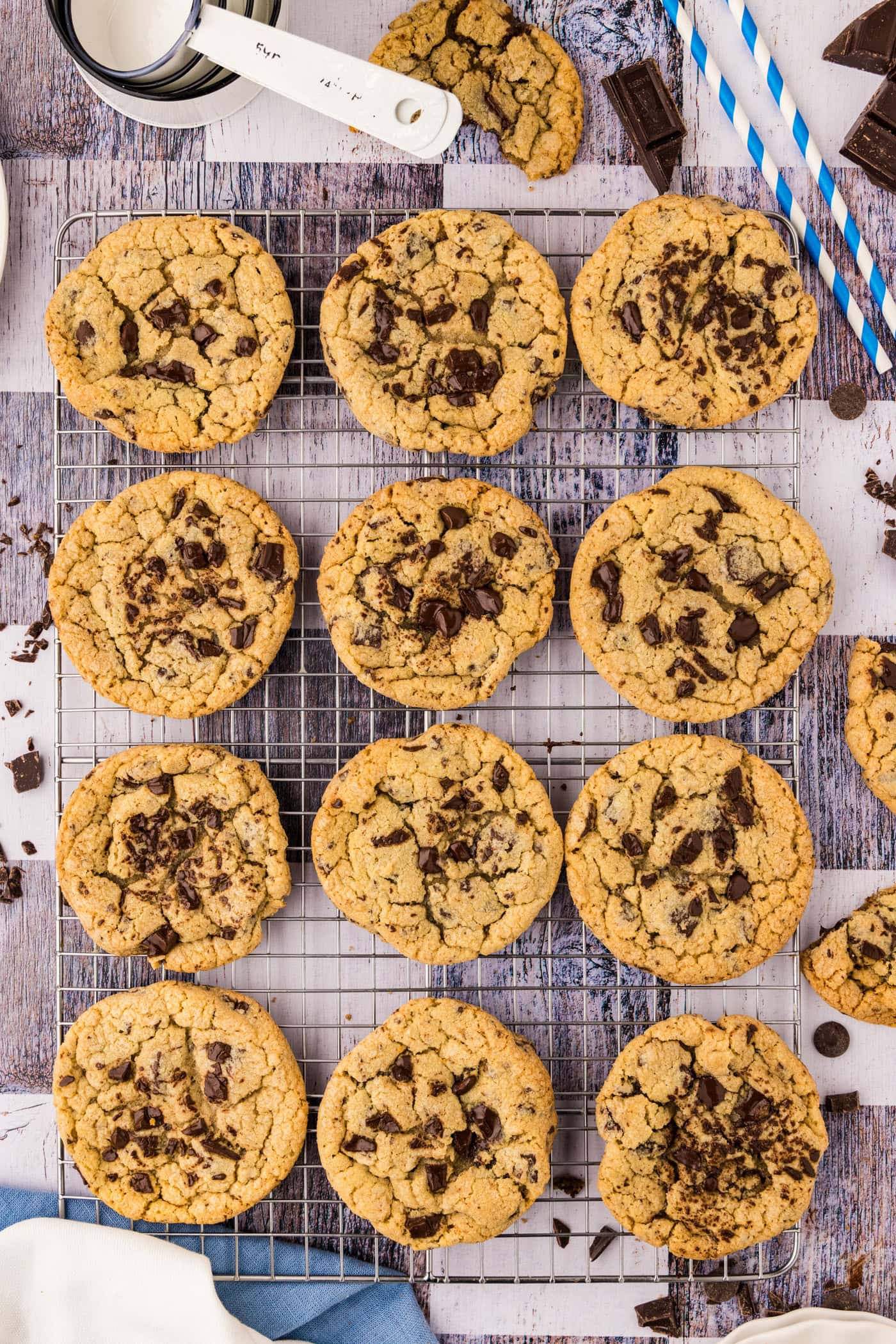 Chocolate Chip Cookies on a wire rack