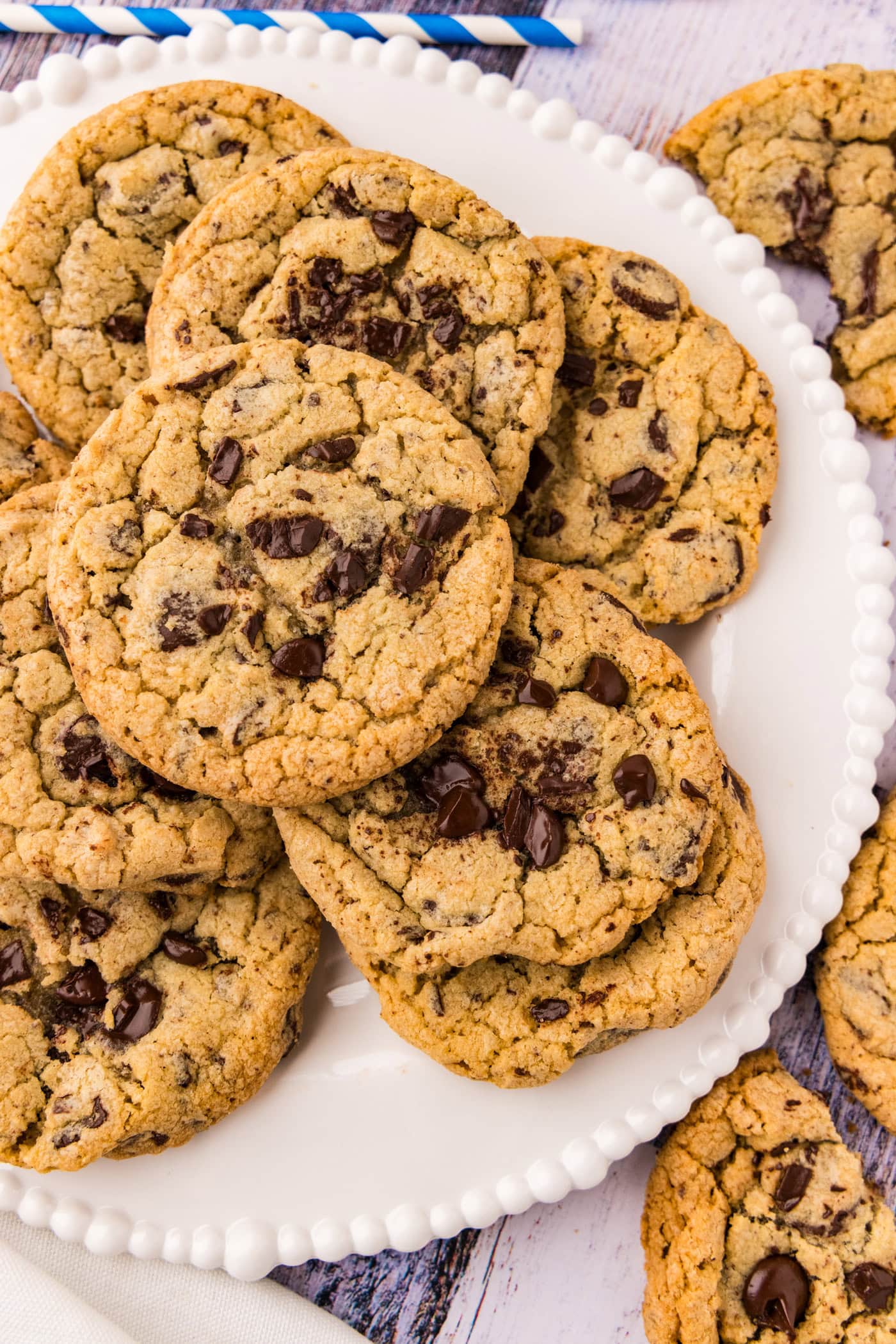 Close up photo of Chocolate Chip Cookies on a plate