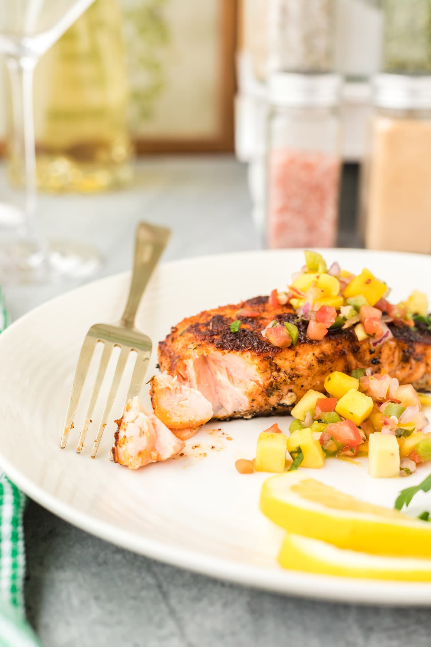 fork with Blackened Salmon