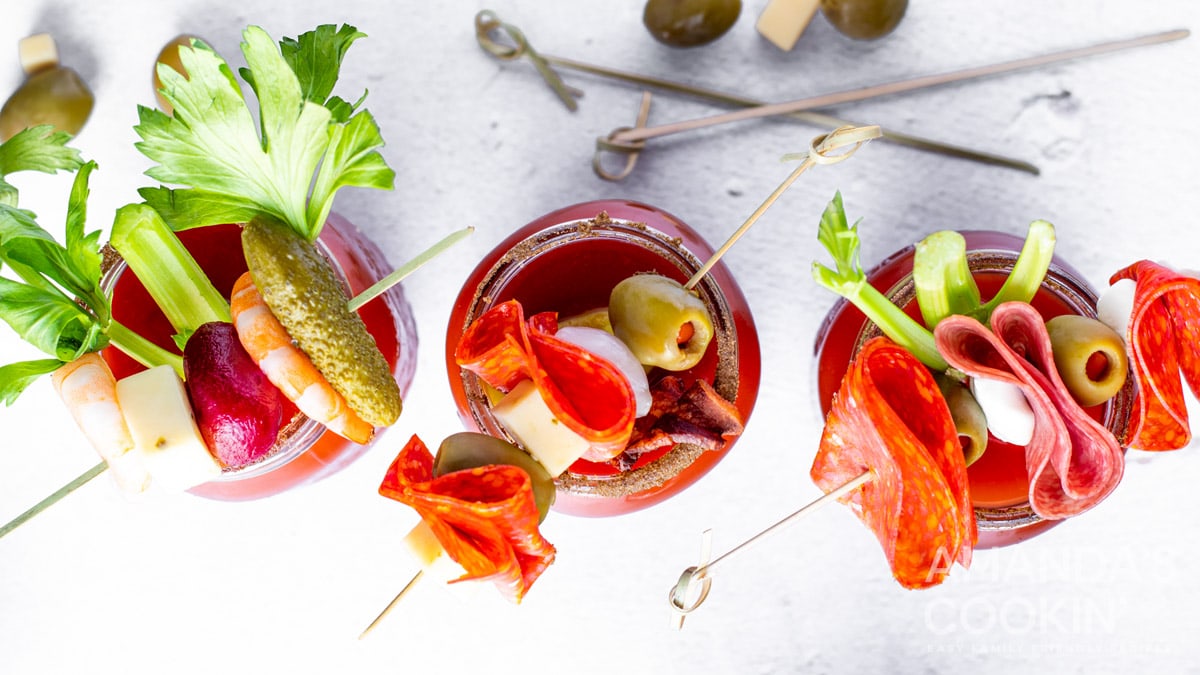 overhead photo of bloody marys