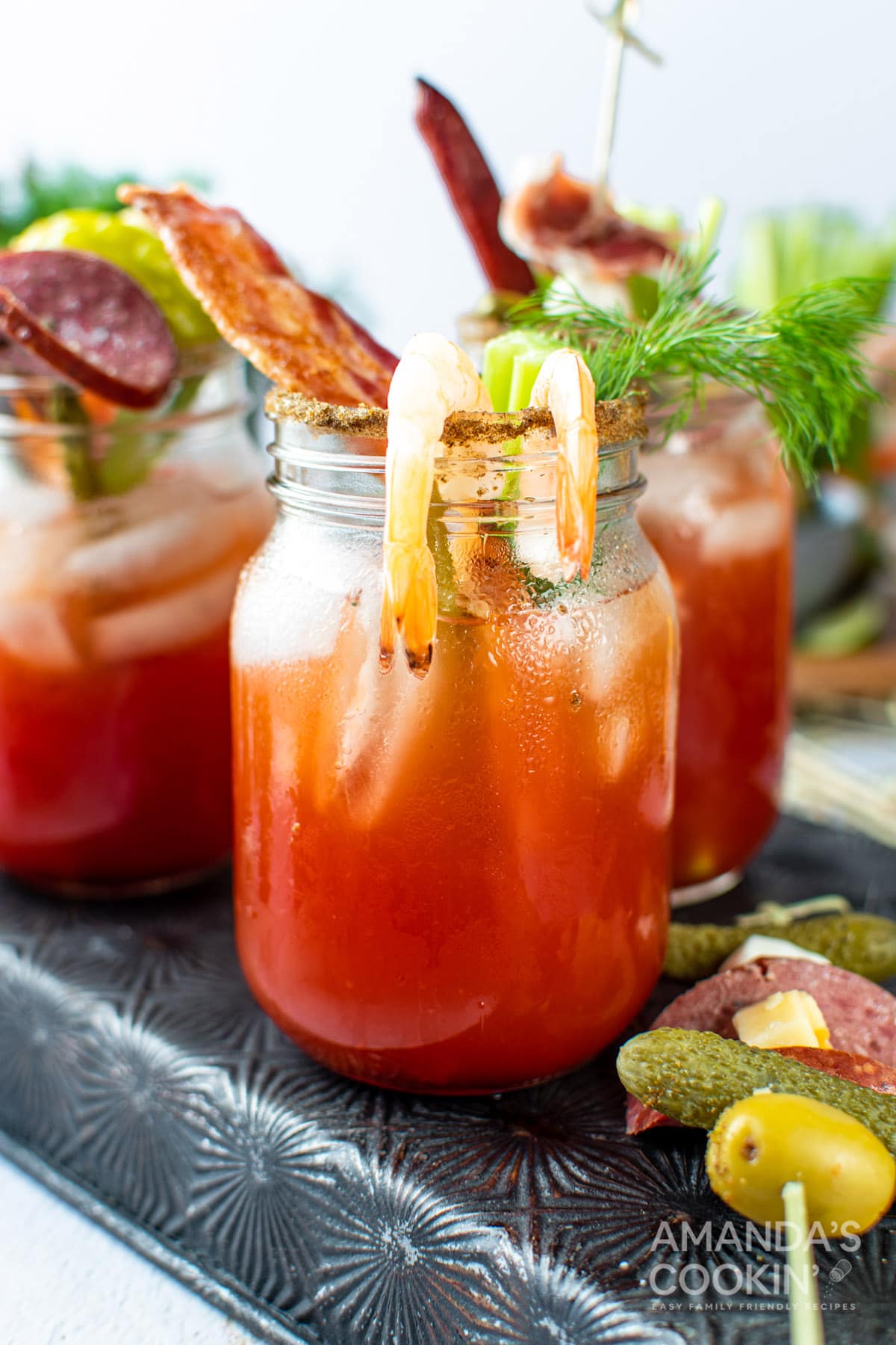 bloody mark drink with bacon and shrimp