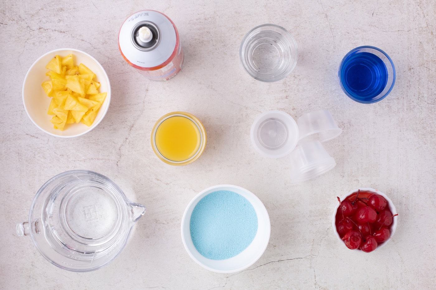Ingredients for Blue Hawaiian Jello Shots