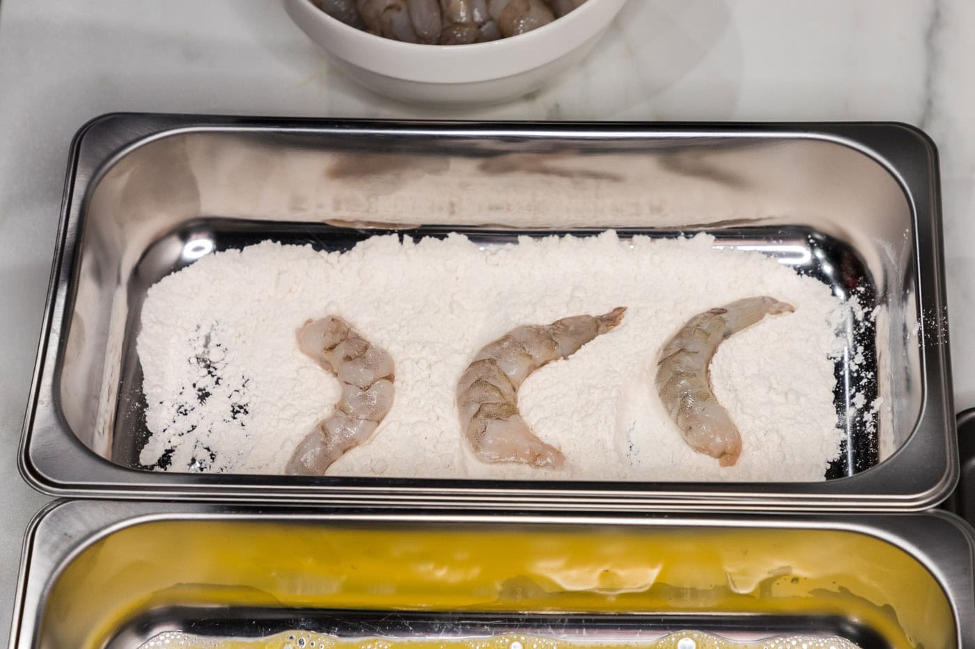 shrimp dipped in flour