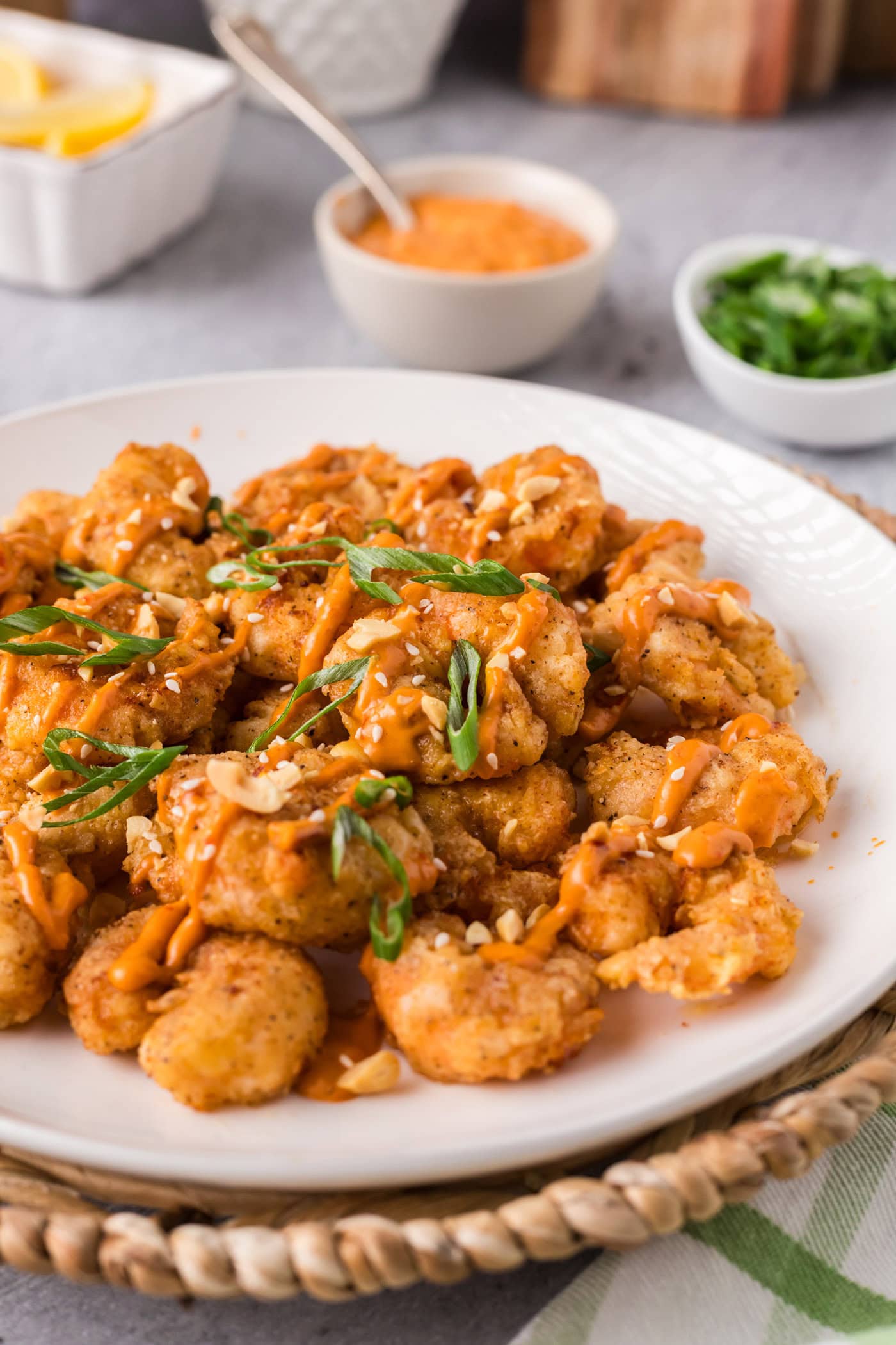 Boom Boom Shrimp on a plate