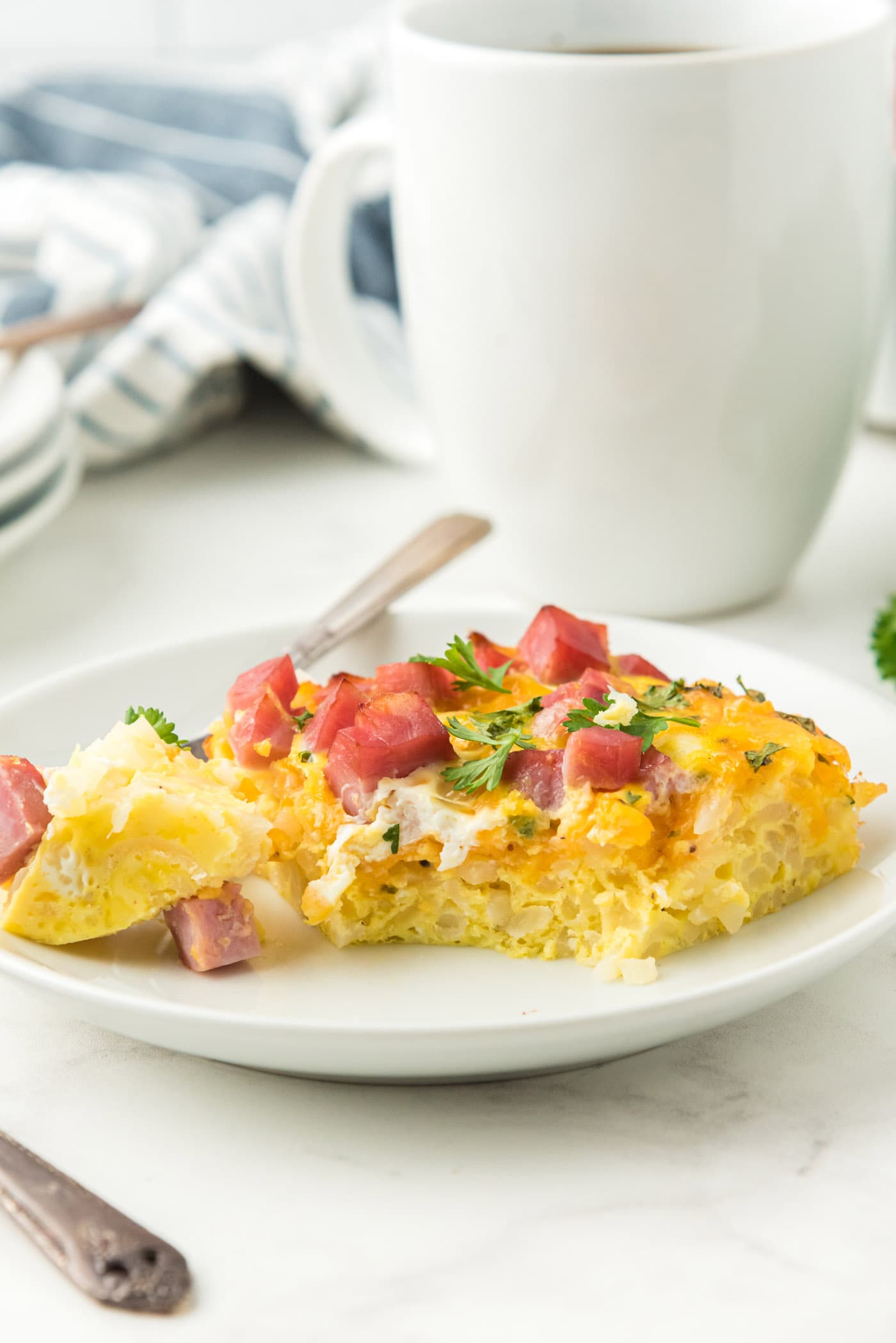 Breakfast casserole on a plate