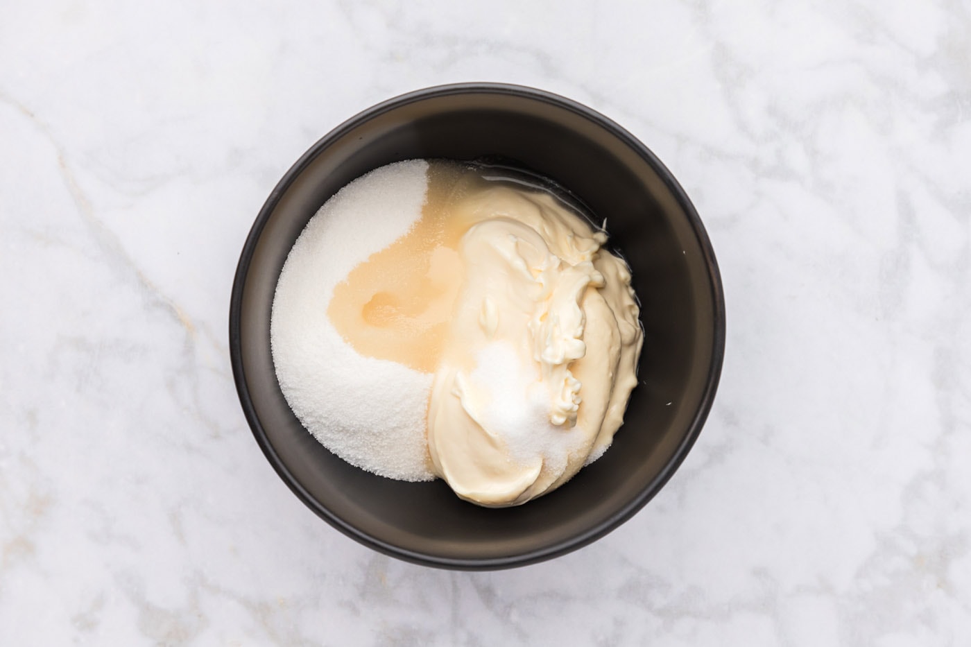 mayo dressing ingredients in a bowl
