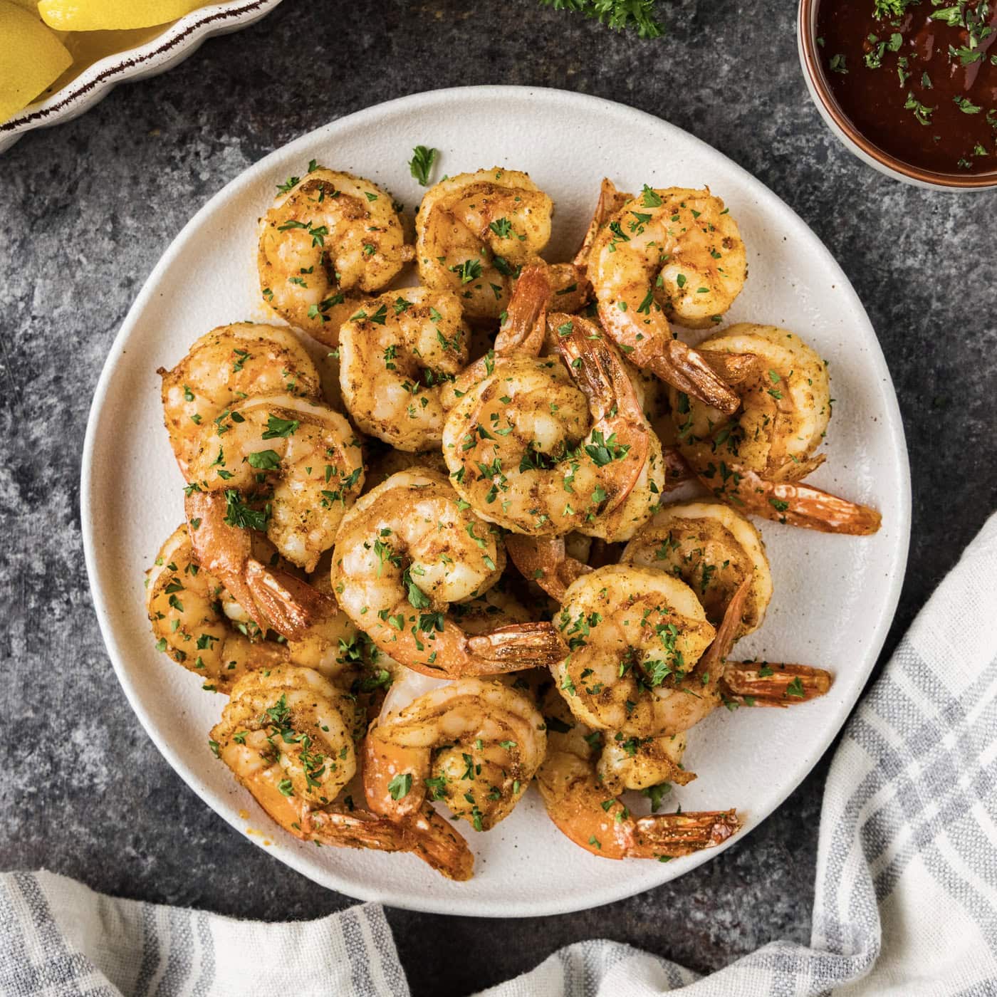 Plate of Broiled Shrimp
