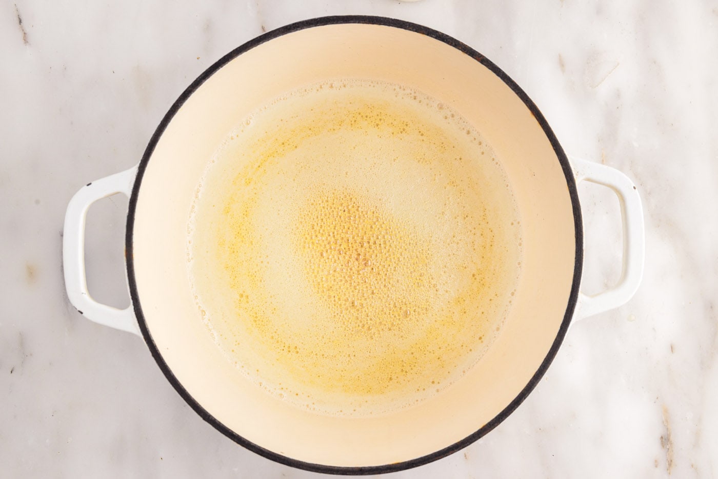 melted butter in saucepan