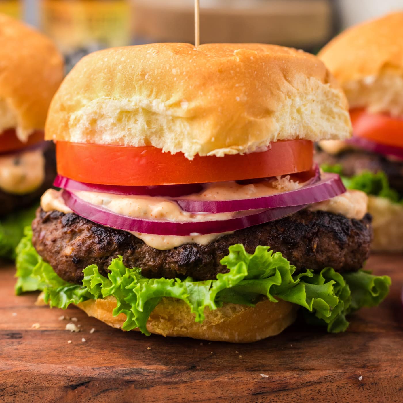 Close up photo of a Buffalo Burger