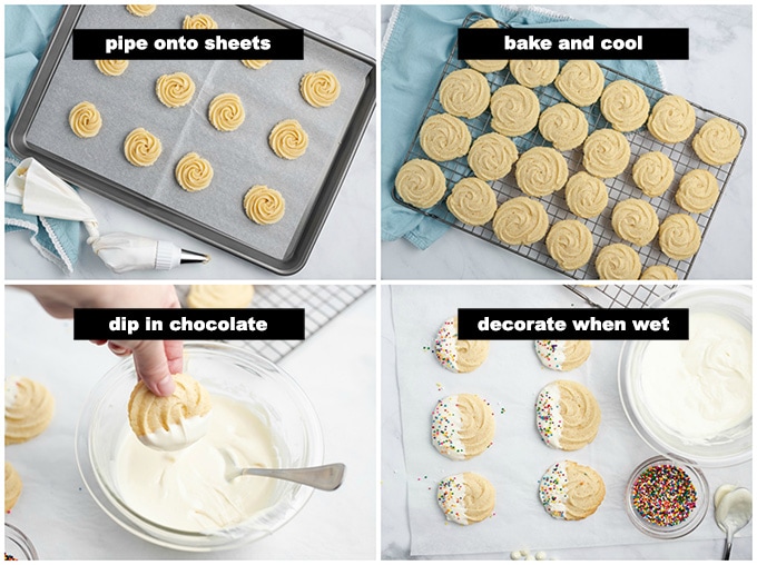 decorating butter cookies with chocolate