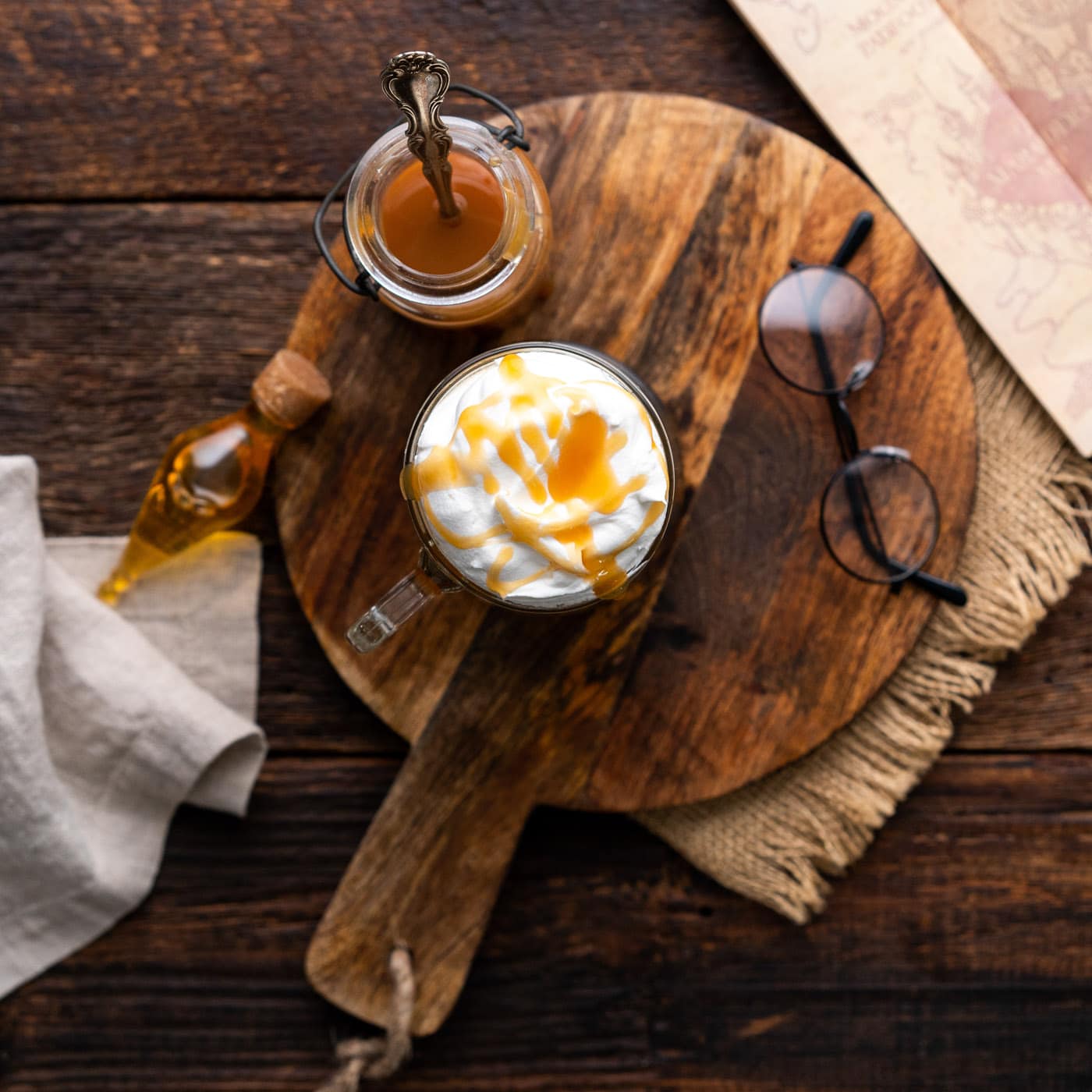 overhead process of finished butterbeer
