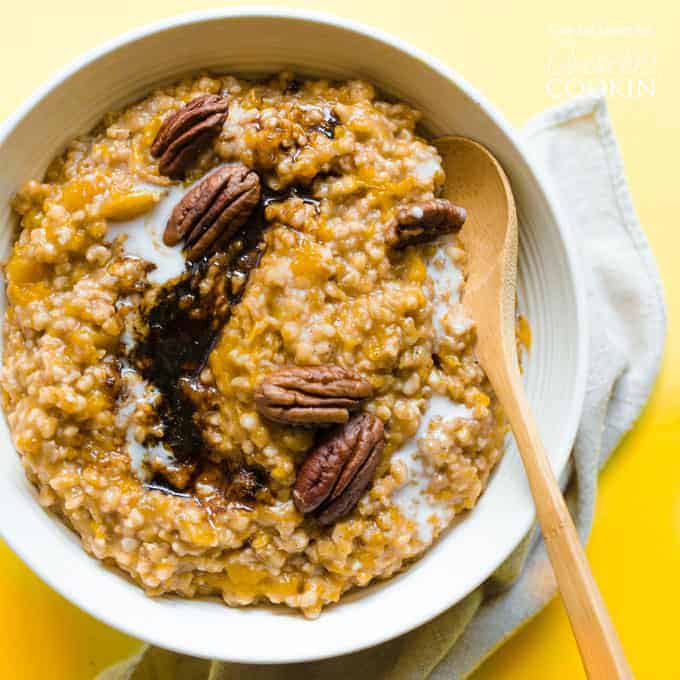 A bowl of Butternut squash oatmeal