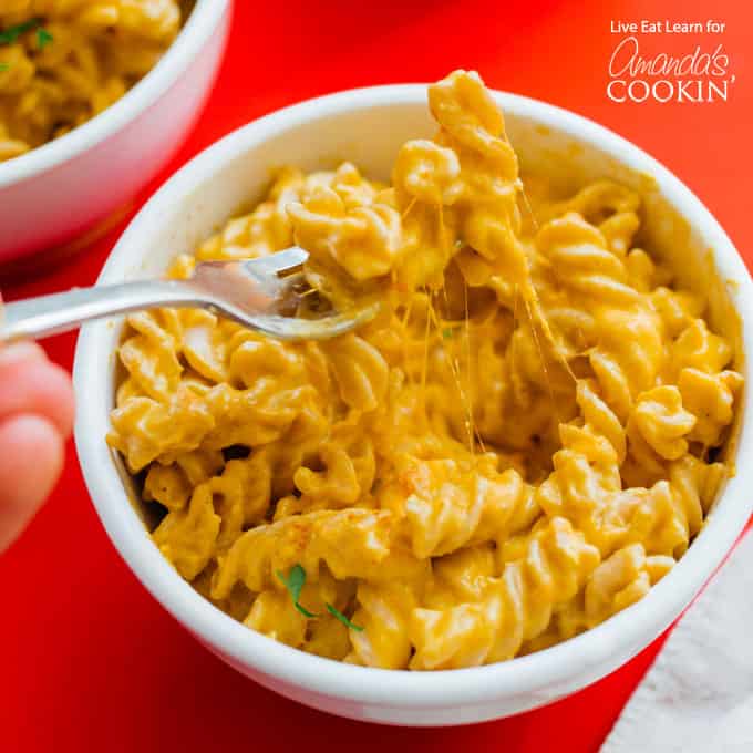 A bowl of Butternut squash pasta