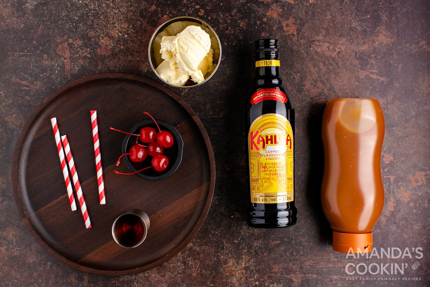 ingredients to make a butterscotch milkshake cocktail