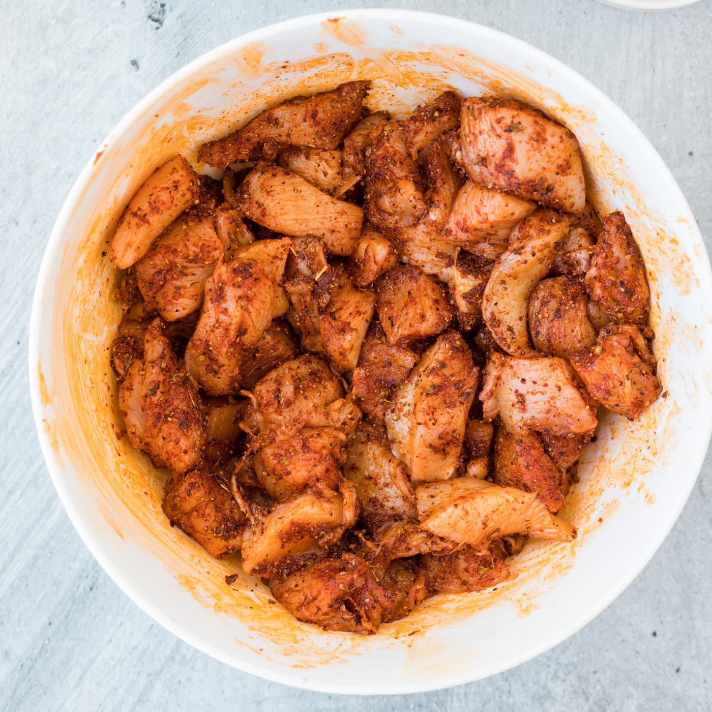cajun seasoned chicken in a bowl