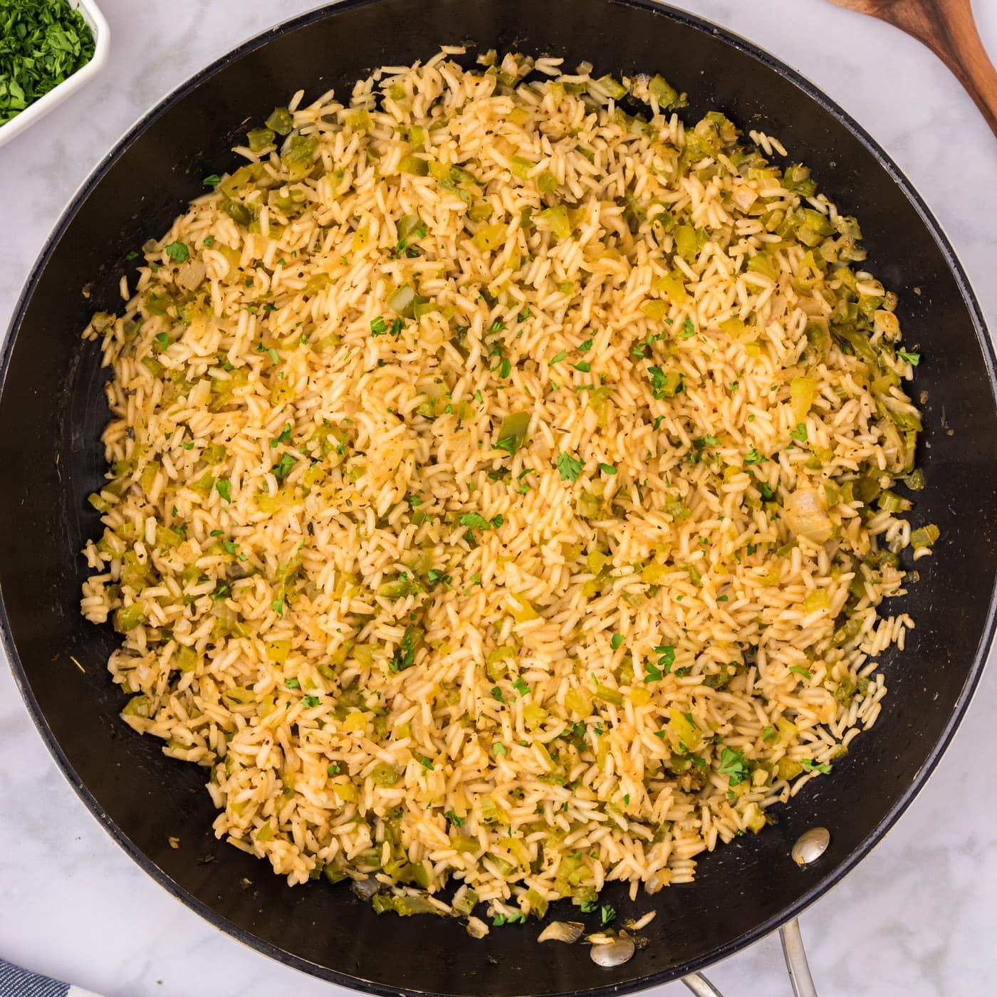 Cajun Rice in a skillet