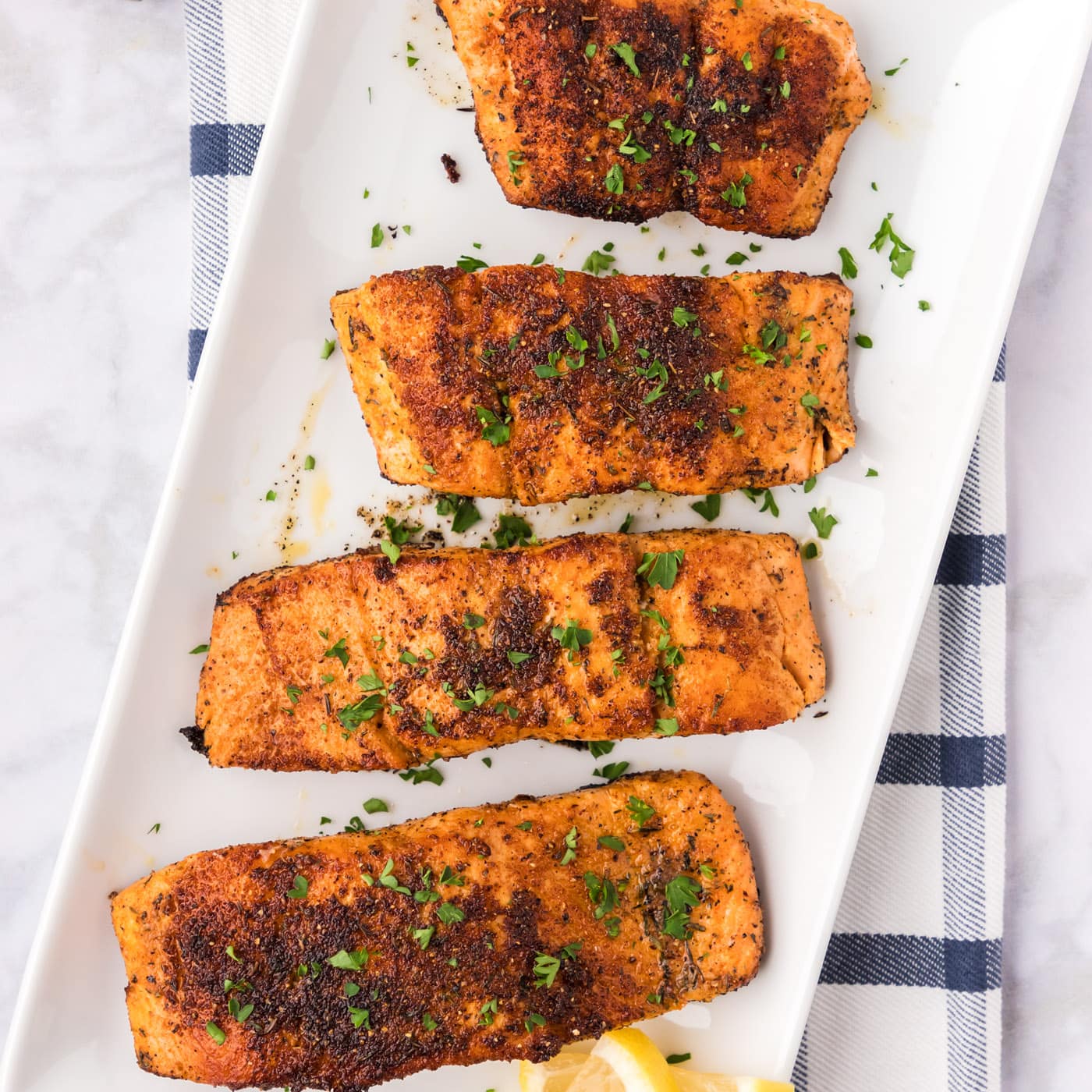Cajun Salmon on a serving platter