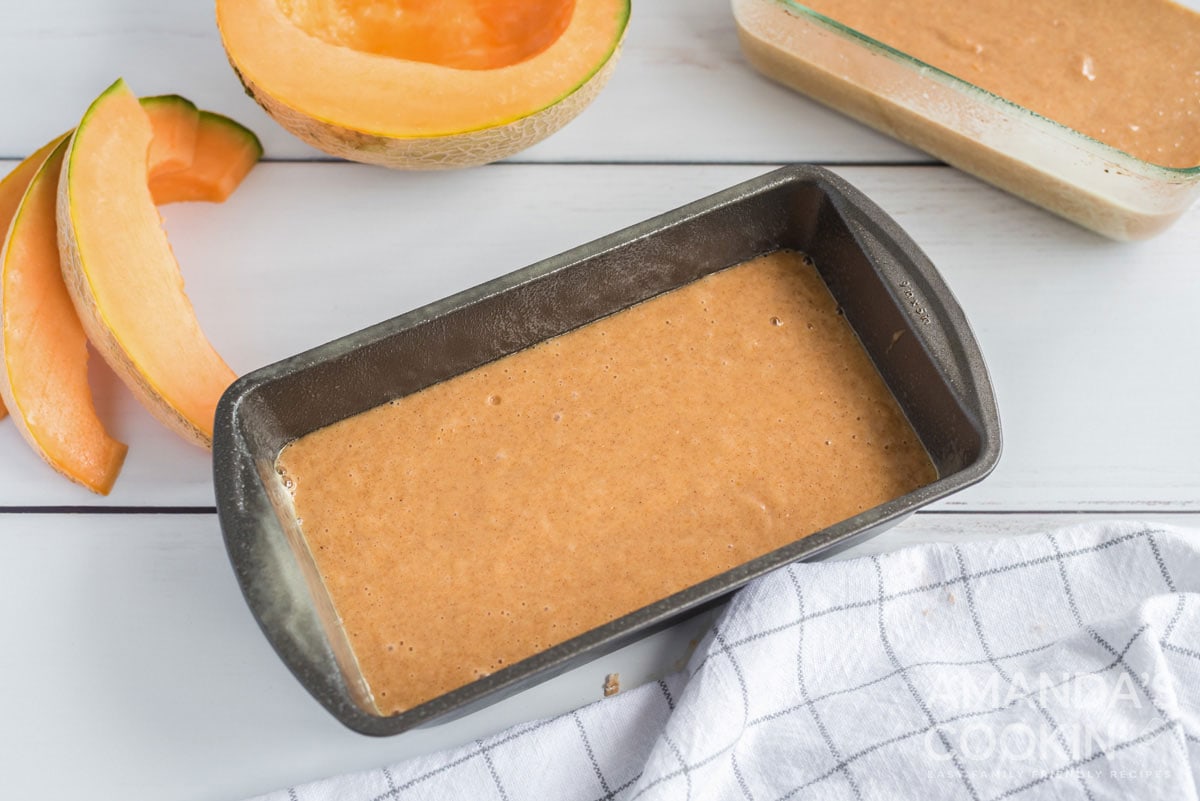 quick bread batter in loaf pan