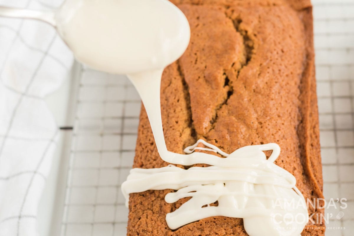 dripping glaze over quick bread