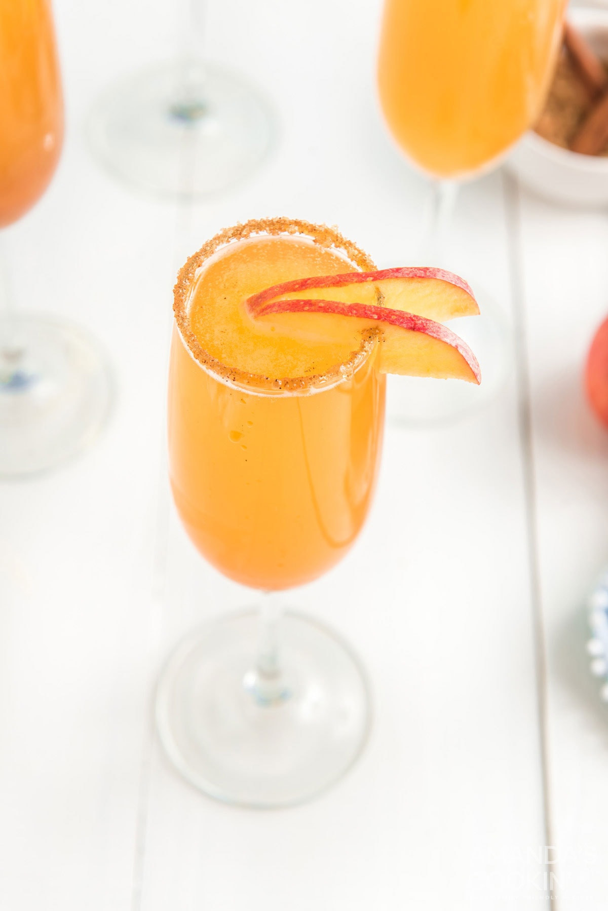 glass of caramel apple mimosa