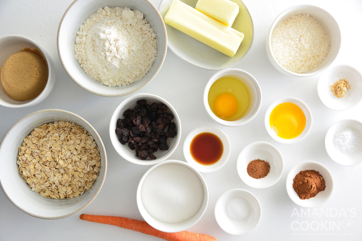 ingredients for Carrot Cake Sandwich Cookies