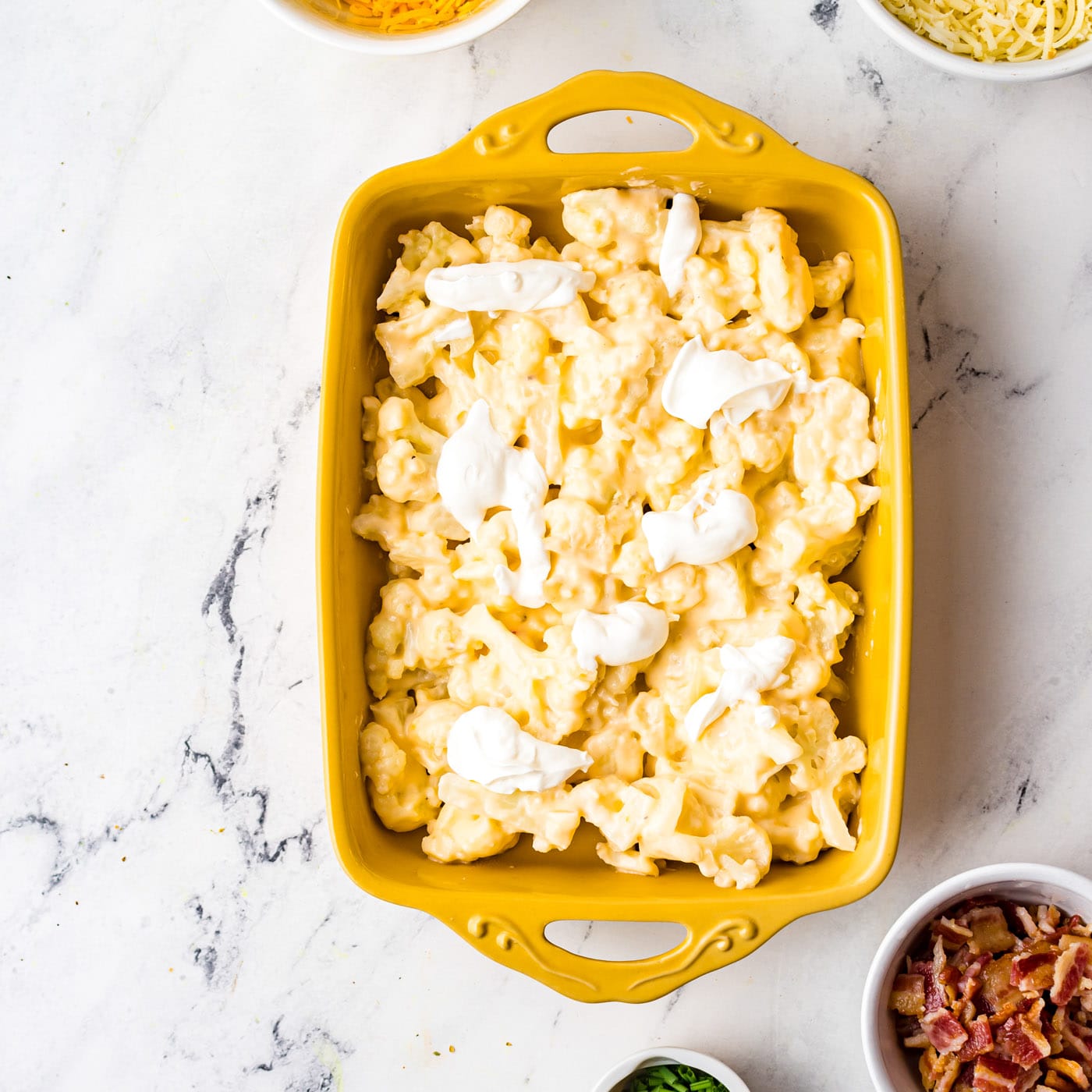 cauliflower in a casserole dish