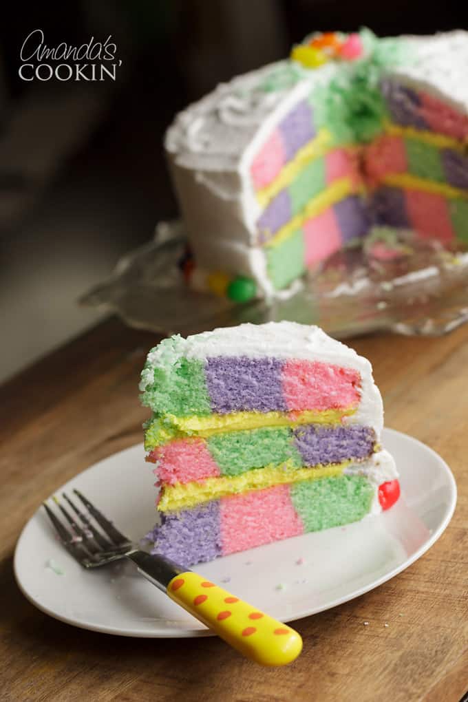 checkerboard cake slice