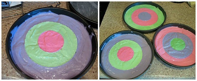 Checkerboard Easter Cake steps 3 and 4