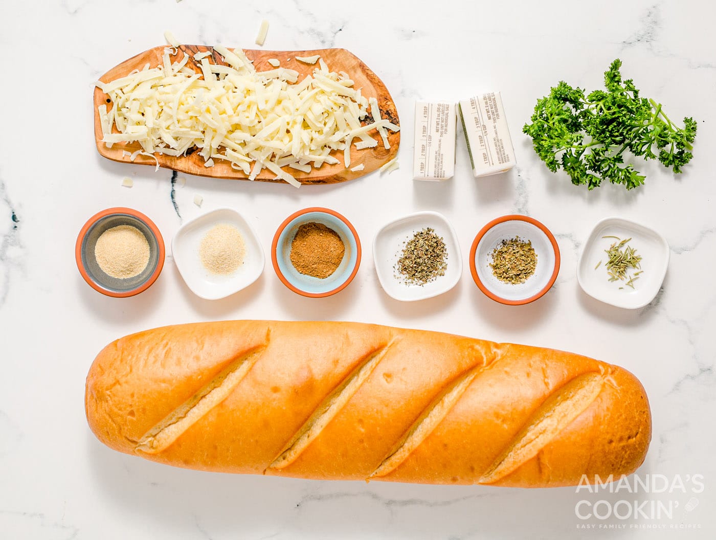 ingredients for Cheesy Garlic Bread