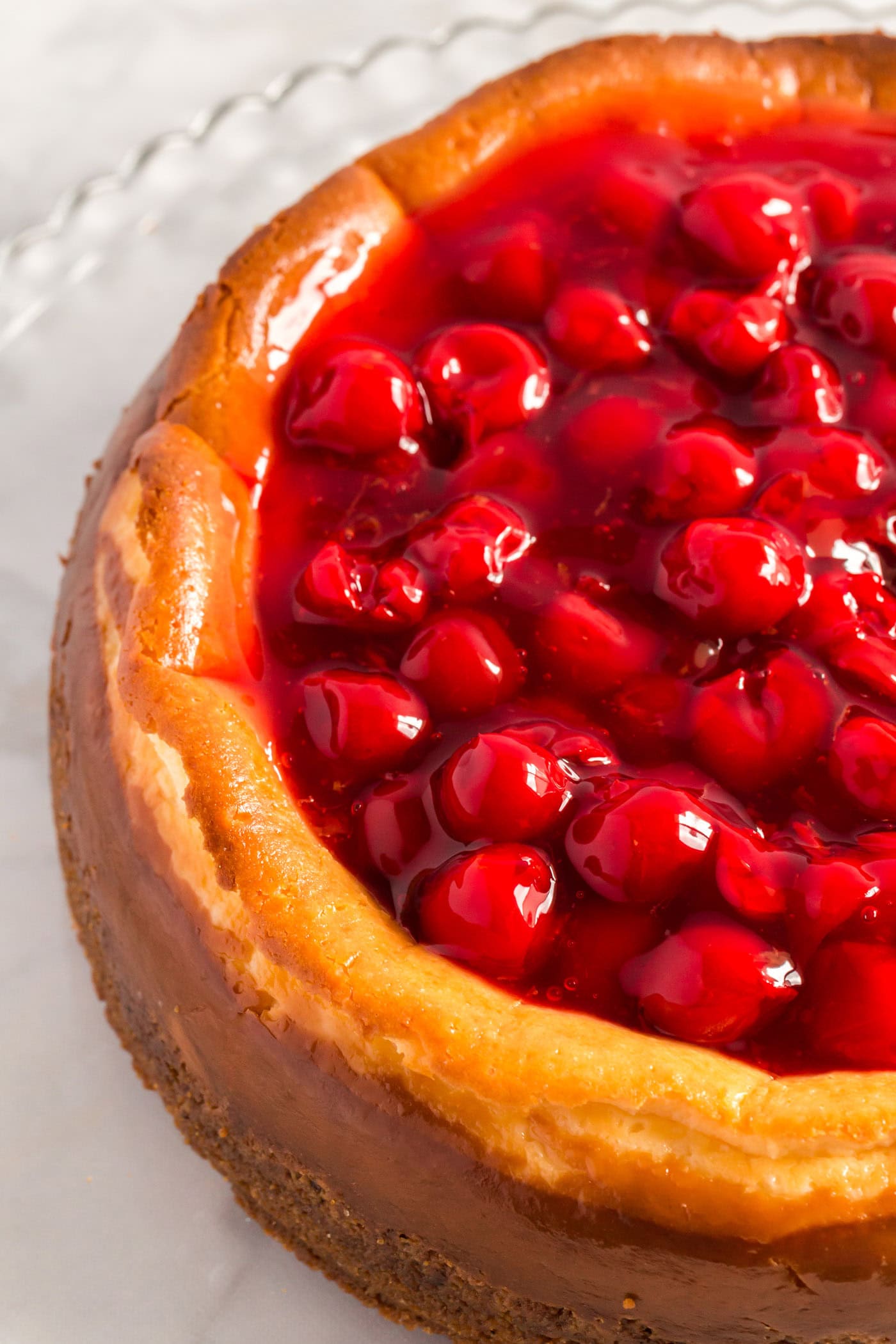 Close up photo of a Cherry Cheesecake