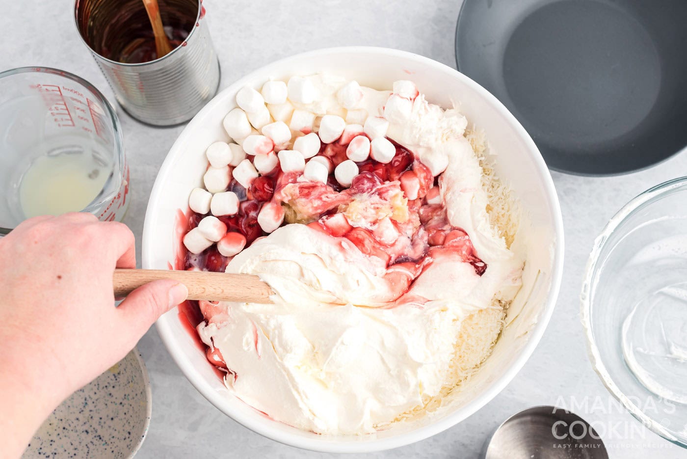 Mixing all ingredients in a bowl