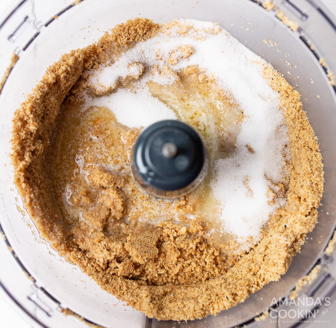 graham crackers, sugar, and walnuts in a food processor