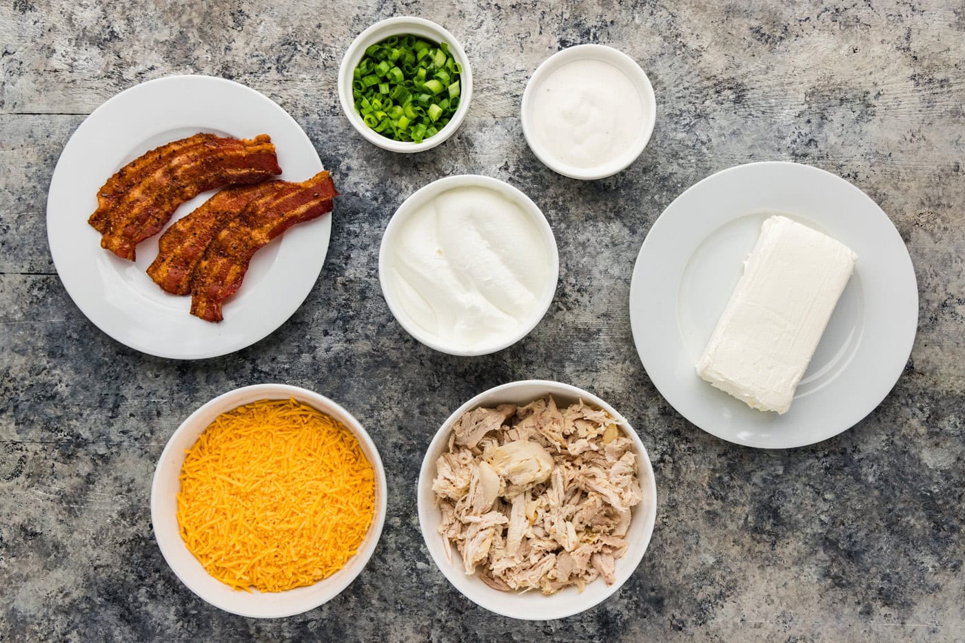 Ingredients for Chicken Bacon Ranch Dip