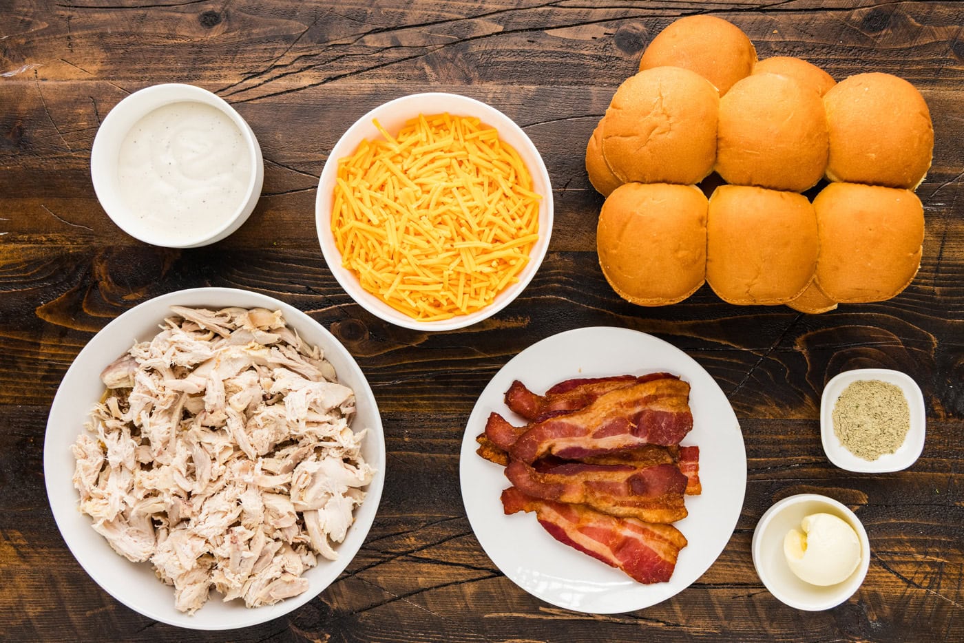Ingredients for Chicken Bacon Ranch Sliders