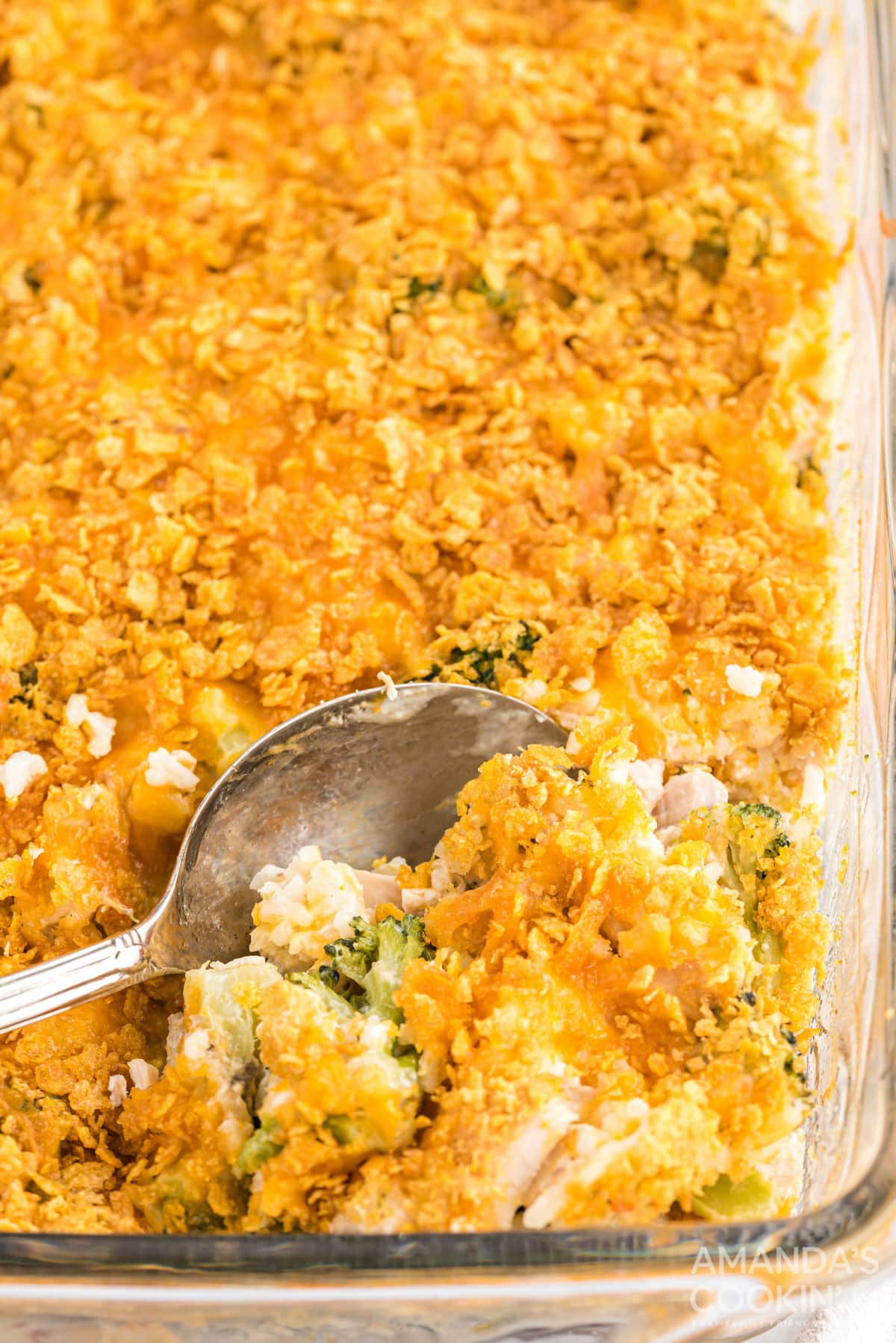 Chicken Broccoli Rice Casserole with a spoon