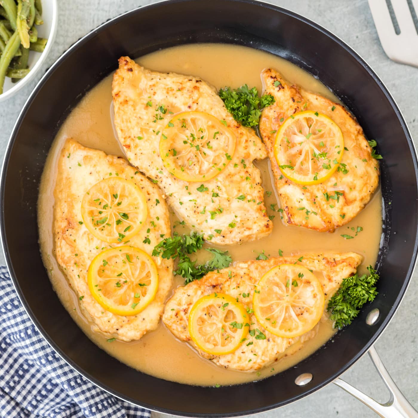 Chicken Francese in a skillet