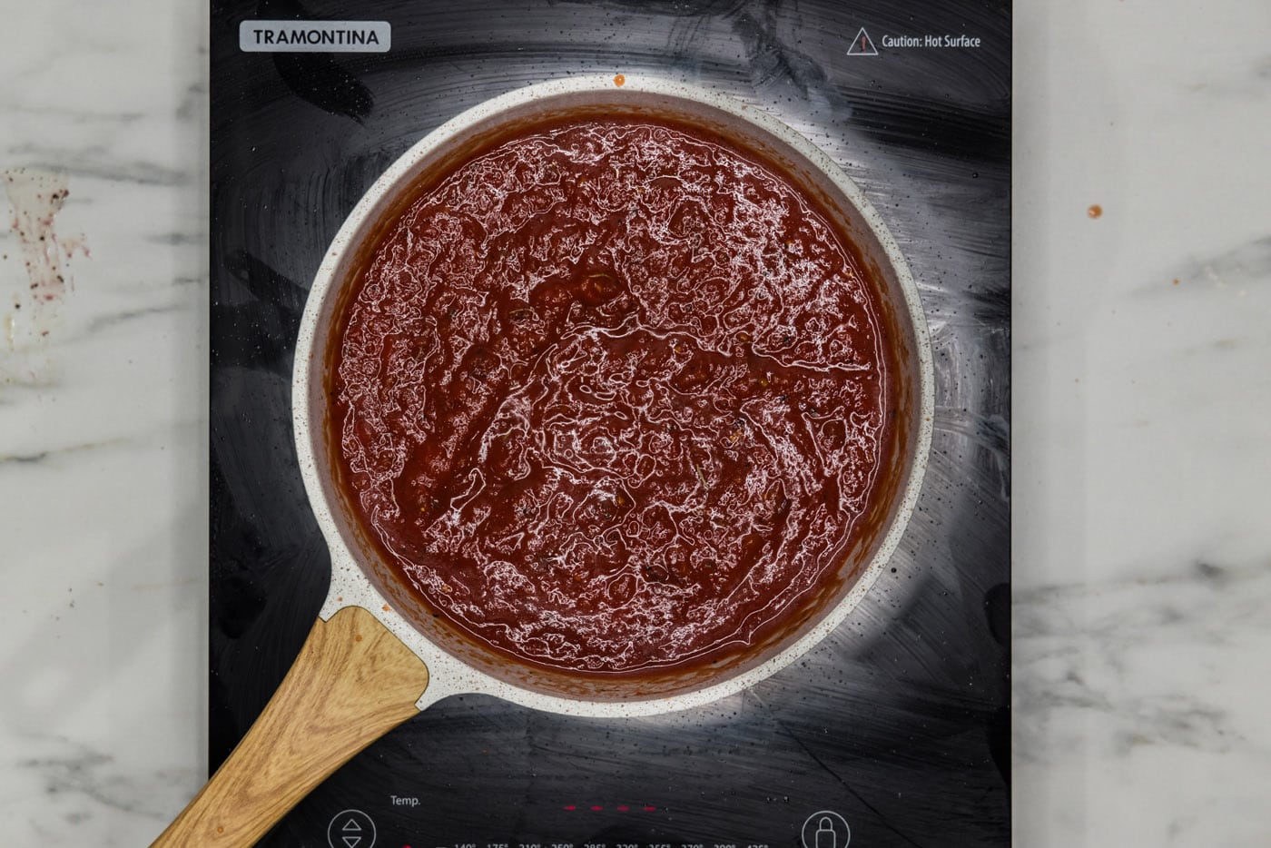 homemade marinara sauce in a skillet
