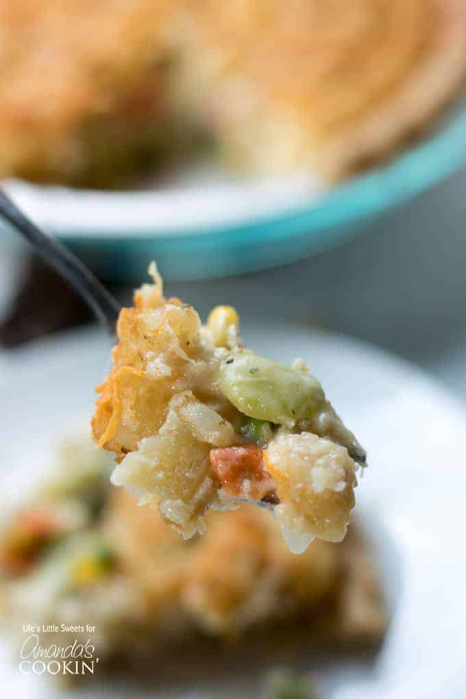 Forkfull of Chicken Pot Pie Tater Tot Casserole