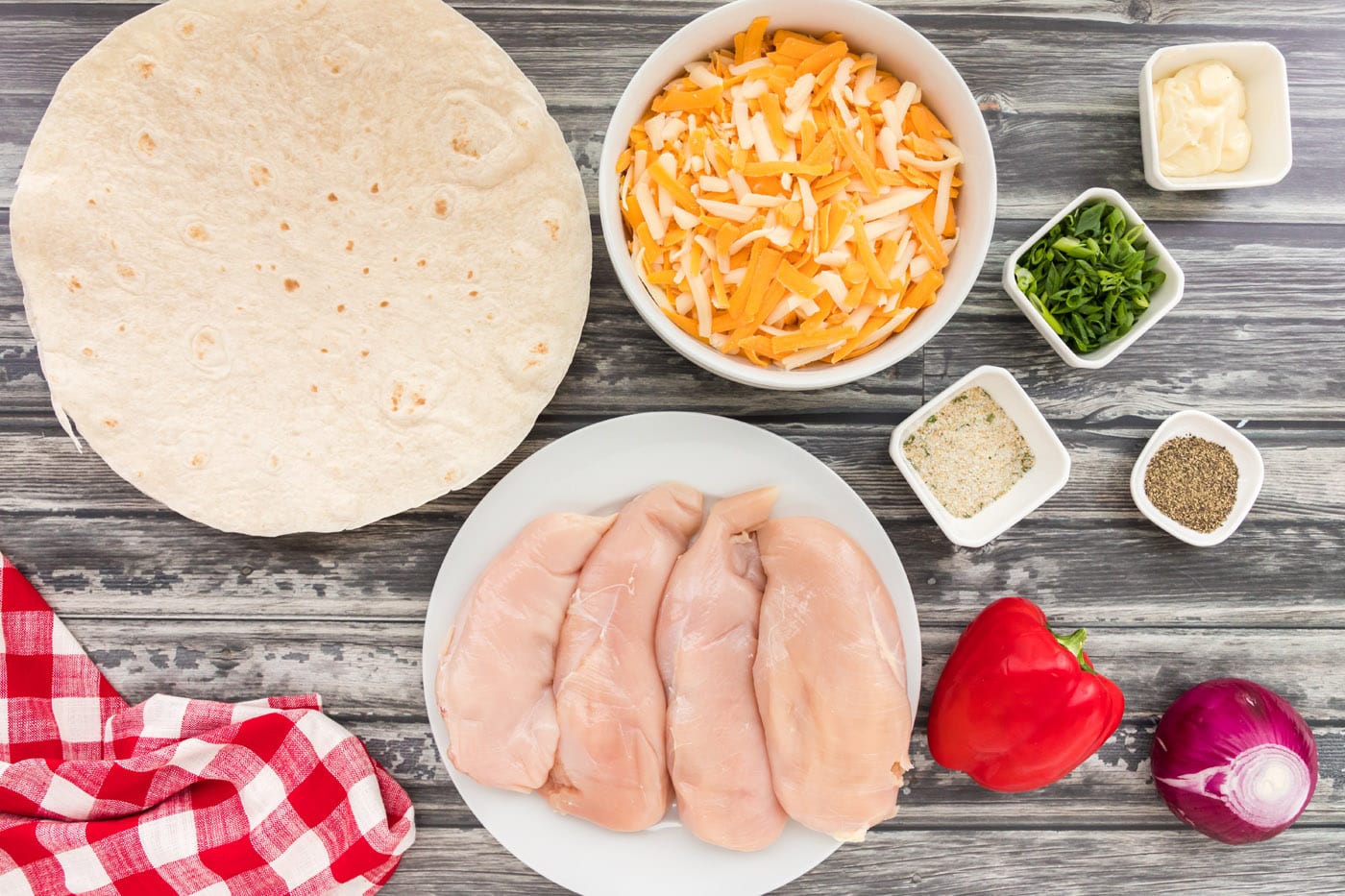 ingredients for Chicken Quesadilla