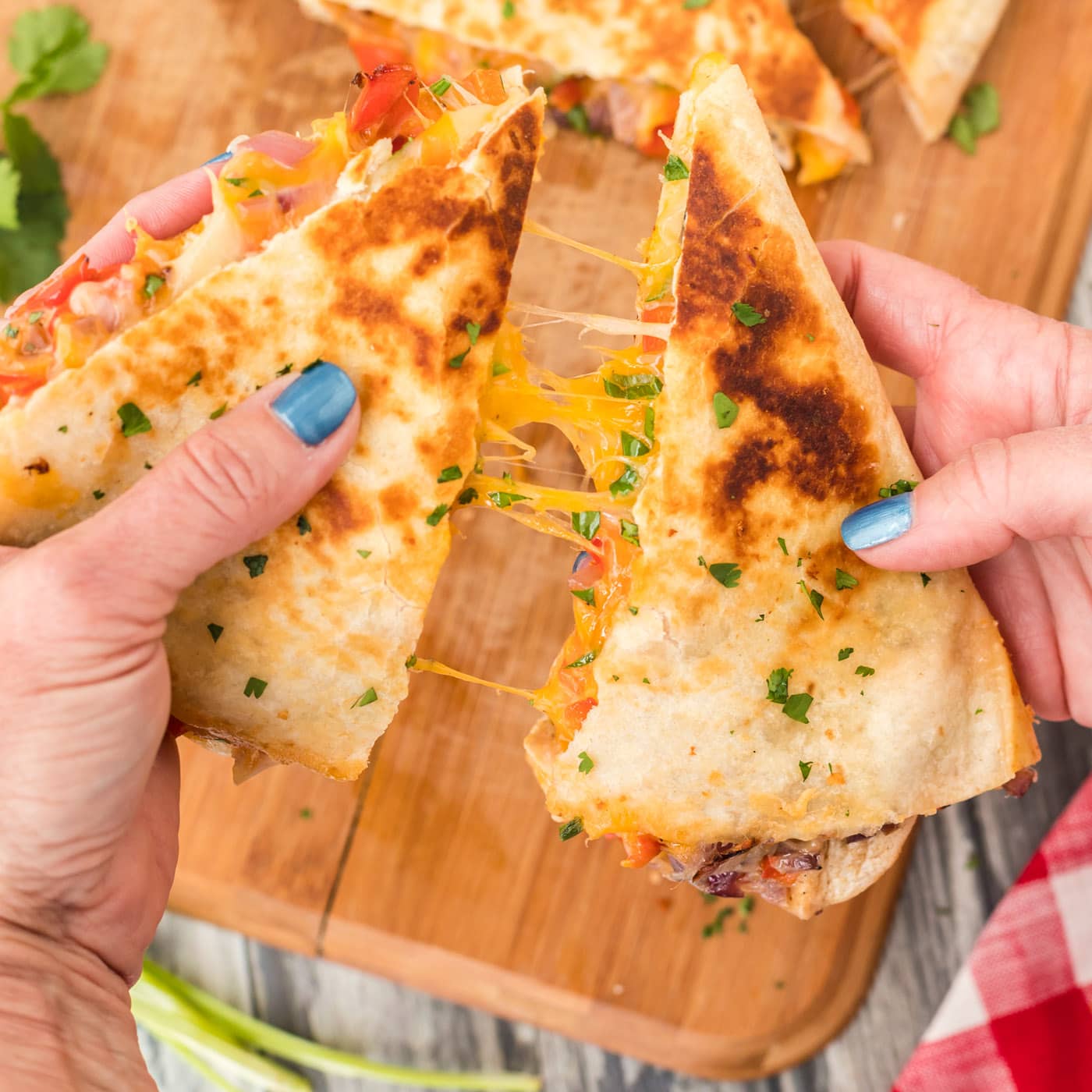 Chicken Quesadilla cheese pull