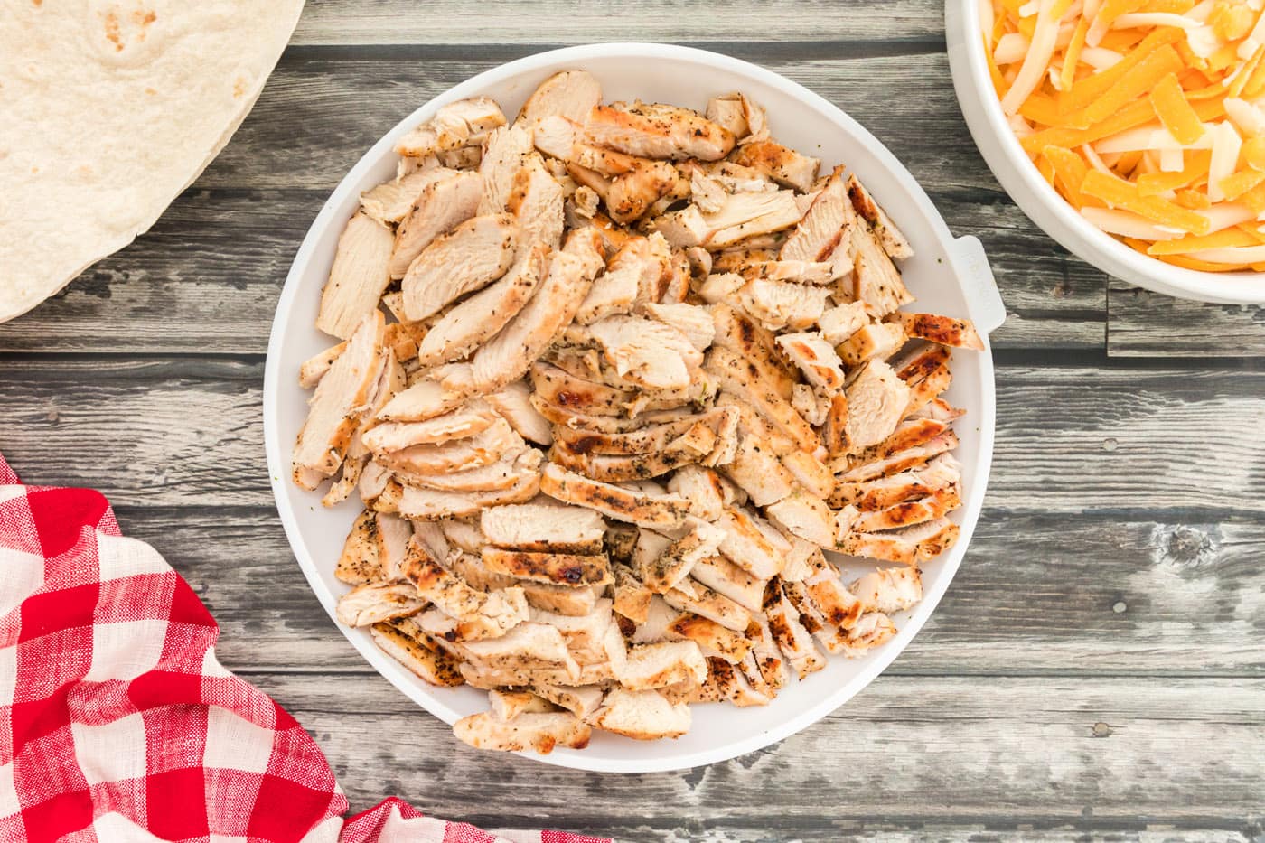 sliced chicken in a bowl