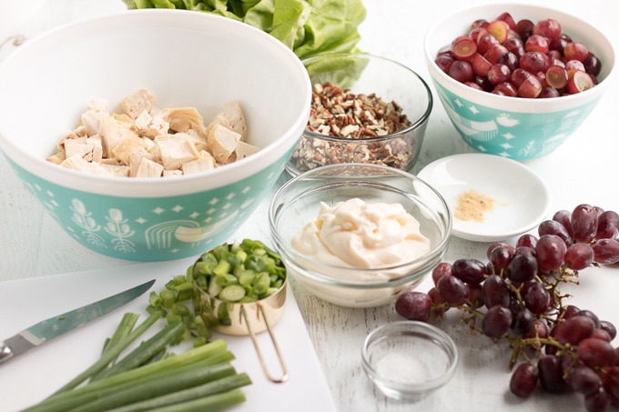ingredients for making chicken salad with grapes