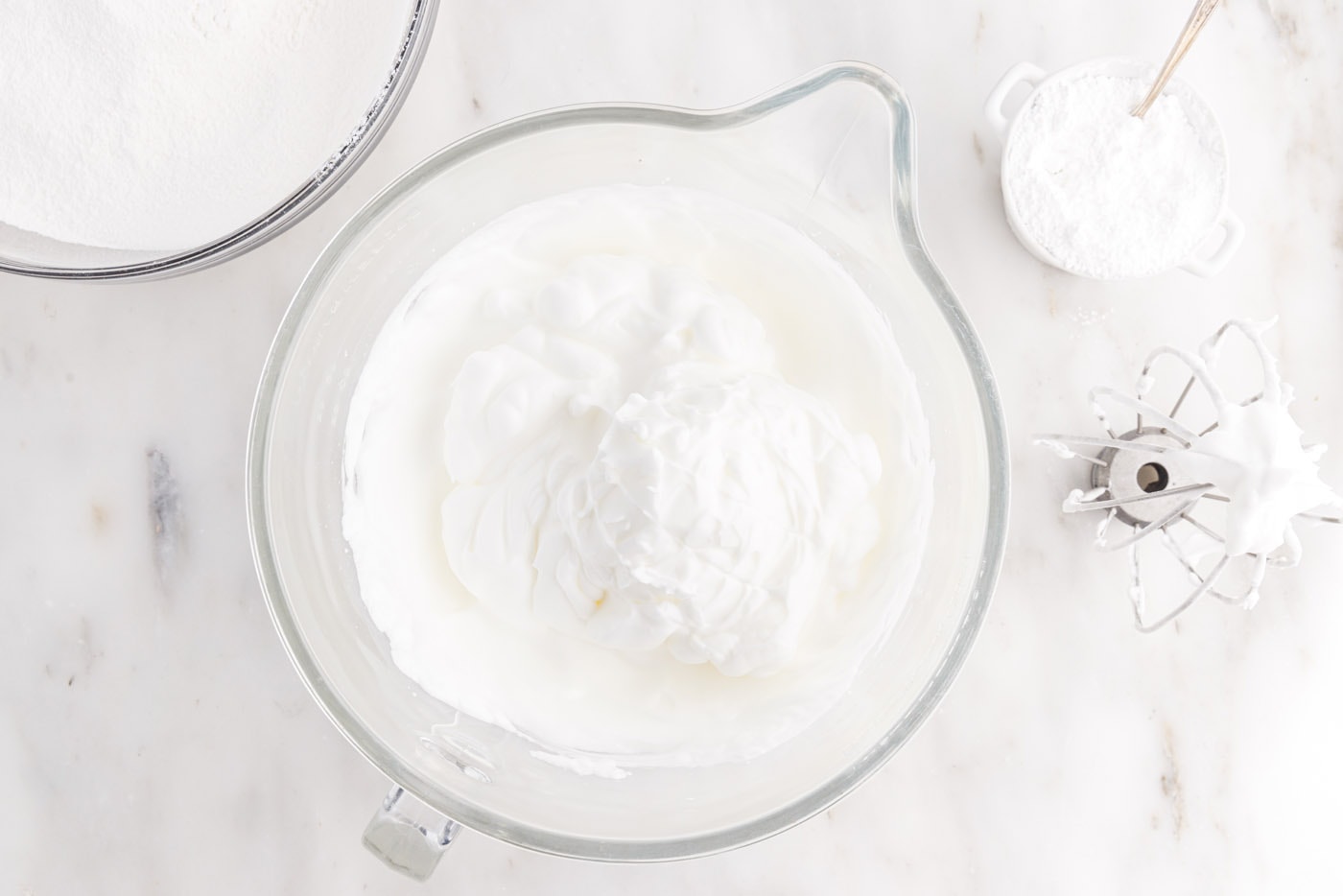 egg white meringue in a stand mixer