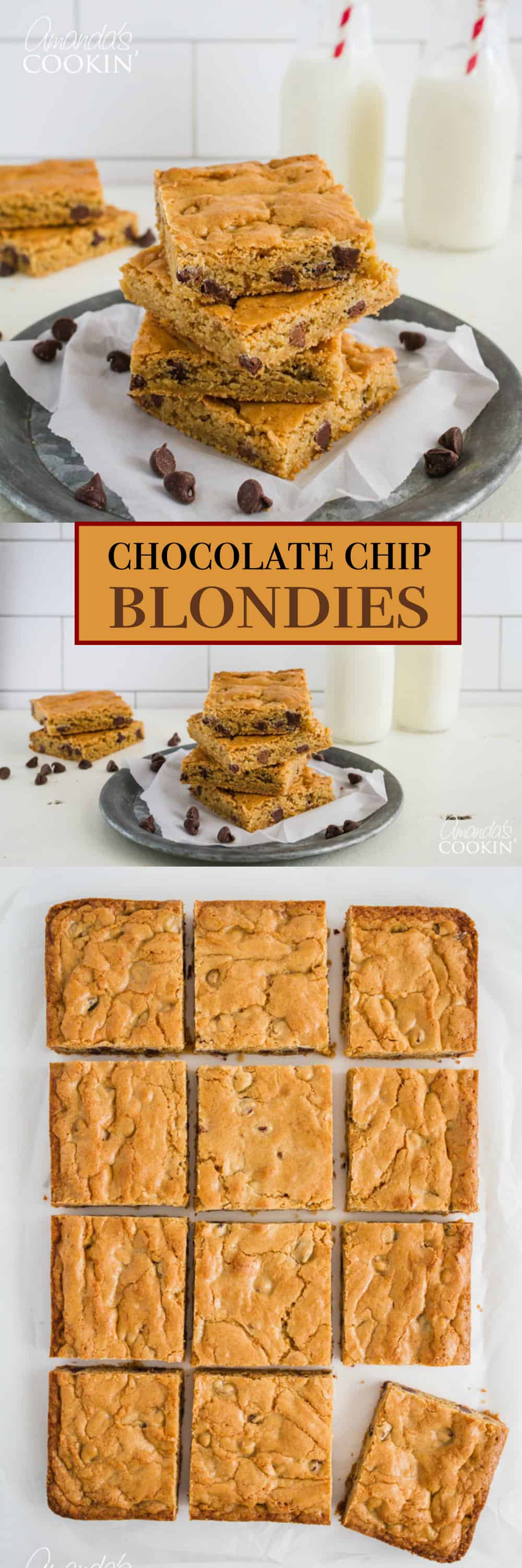 pinterest image with text for blondies