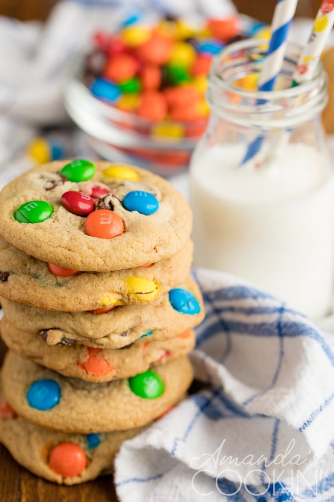 m&m cookies with milk