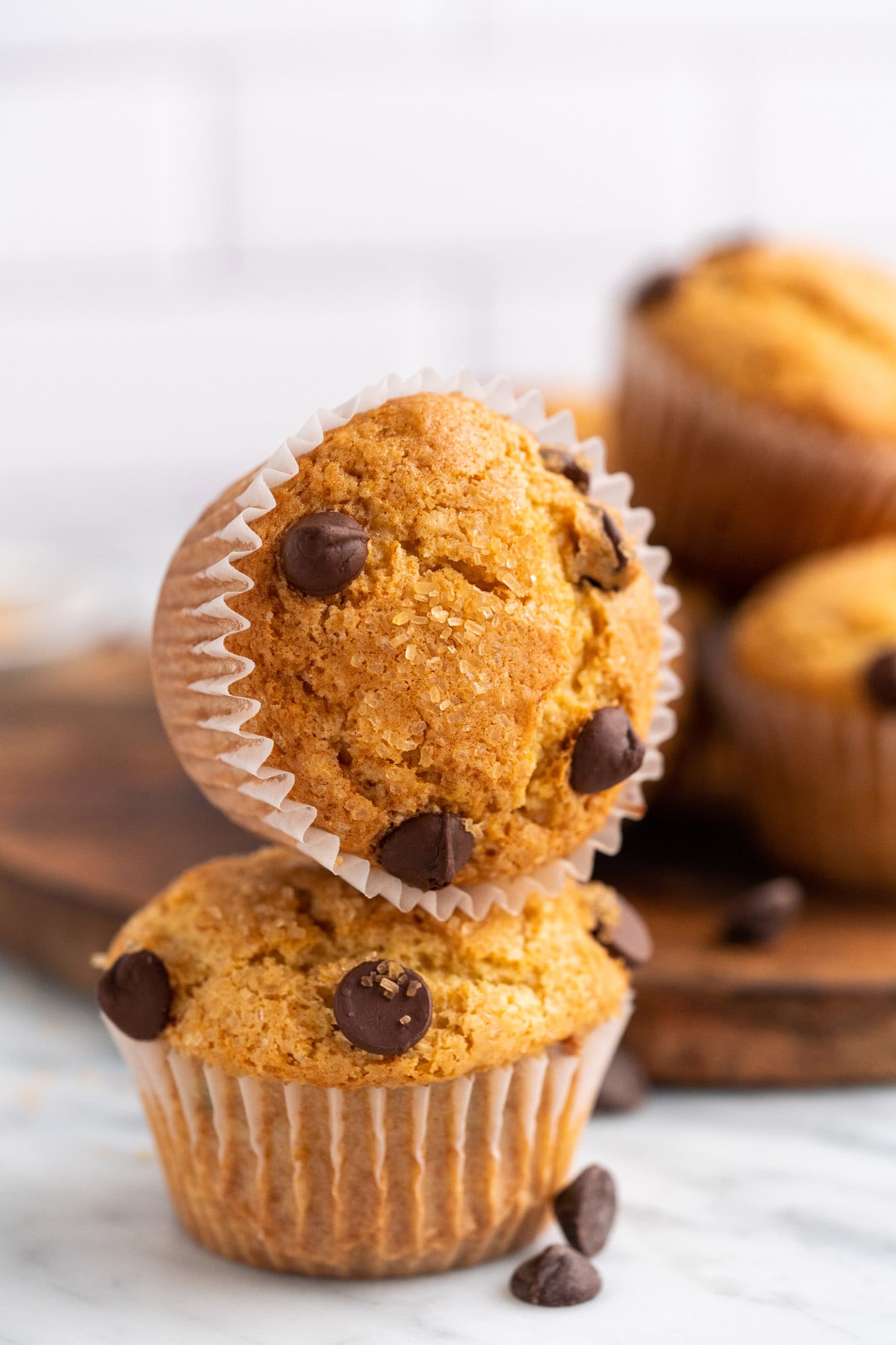 Stack of Chocolate Chip Muffins