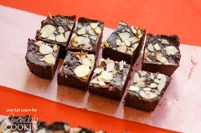 fudge squares on parchment