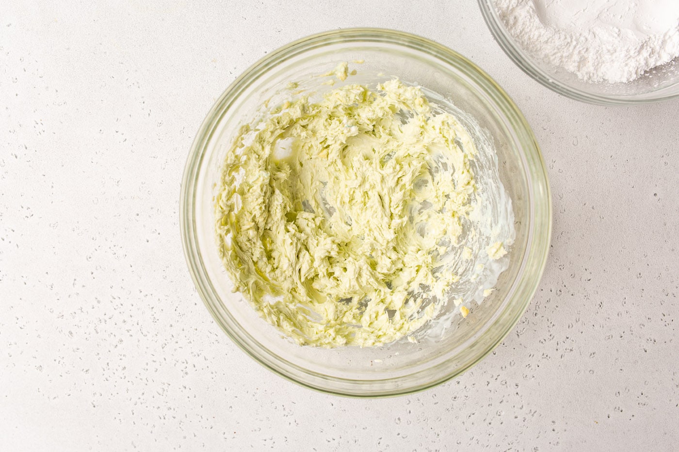 mint frosting in a bowl