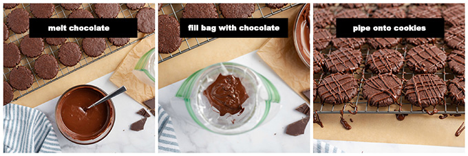 steps for drizzling chocolate
